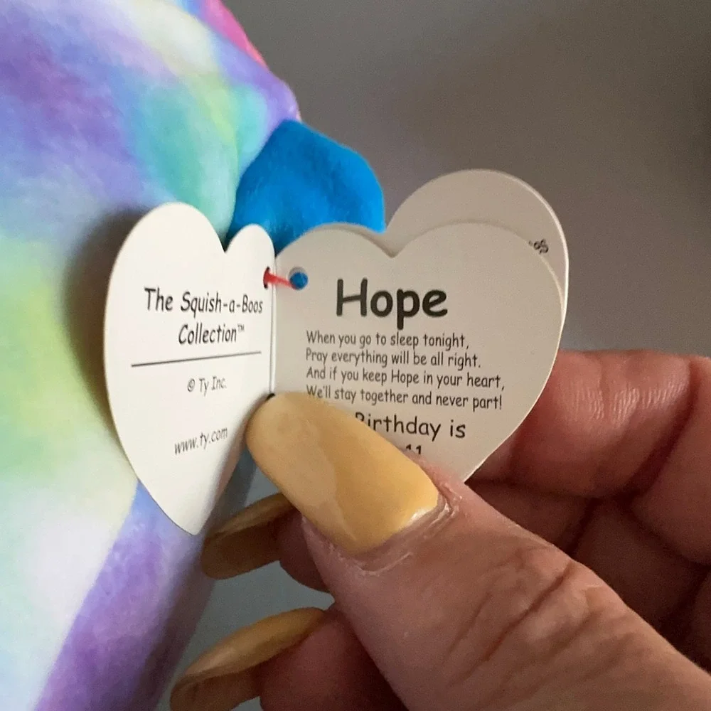 Ty Squish-a-Boos Hope the Bear Rainbow Tie Dye Plush Stuffed Animal 10 inch